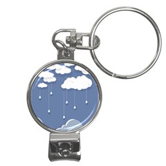 Blue Clouds Rain Raindrops Weather Sky Raining Nail Clippers Key Chain by Wav3s