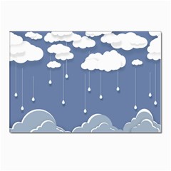 Blue Clouds Rain Raindrops Weather Sky Raining Postcards 5  X 7  (pkg Of 10) by Wav3s