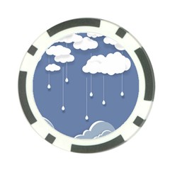 Blue Clouds Rain Raindrops Weather Sky Raining Poker Chip Card Guard