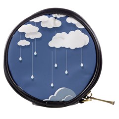 Blue Clouds Rain Raindrops Weather Sky Raining Mini Makeup Bag by Wav3s