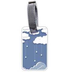 Blue Clouds Rain Raindrops Weather Sky Raining Luggage Tag (one Side) by Wav3s