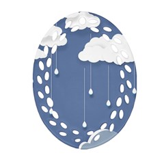 Blue Clouds Rain Raindrops Weather Sky Raining Ornament (oval Filigree) by Wav3s