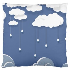 Blue Clouds Rain Raindrops Weather Sky Raining Large Cushion Case (two Sides) by Wav3s