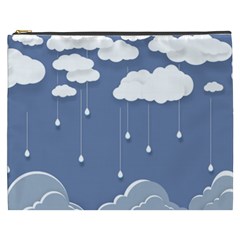 Blue Clouds Rain Raindrops Weather Sky Raining Cosmetic Bag (xxxl) by Wav3s