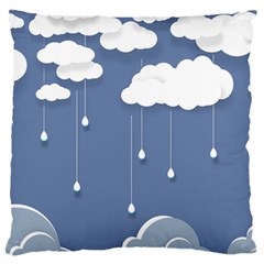 Blue Clouds Rain Raindrops Weather Sky Raining Large Premium Plush Fleece Cushion Case (two Sides)