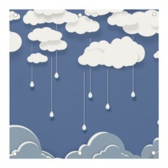 Blue Clouds Rain Raindrops Weather Sky Raining Banner And Sign 3  X 3  by Wav3s