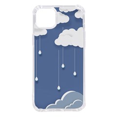 Blue Clouds Rain Raindrops Weather Sky Raining Iphone 14 Plus Tpu Uv Print Case by Wav3s