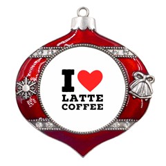 I Love Latte Coffee Metal Snowflake And Bell Red Ornament by ilovewhateva