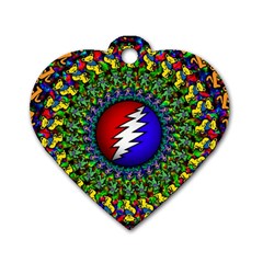 Grateful Dead Pattern Dog Tag Heart (one Side)