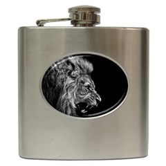 Angry Male Lion Roar Hip Flask (6 Oz)