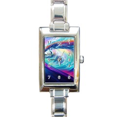 Wave Ocean Sea Tsunami Nautical Nature Water Rectangle Italian Charm Watch