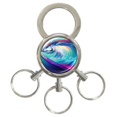 Wave Ocean Sea Tsunami Nautical Nature Water 3-ring Key Chain