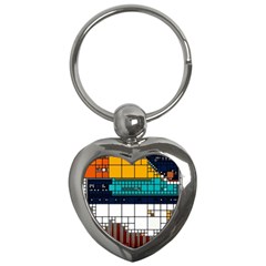 Abstract Statistic Rectangle Classification Key Chain (heart)