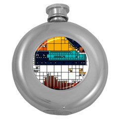 Abstract Statistic Rectangle Classification Round Hip Flask (5 Oz)