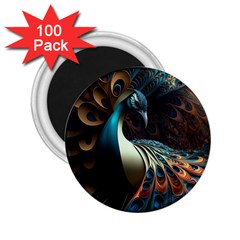 Peacock Bird Feathers Plumage Colorful Texture Abstract 2 25  Magnets (100 Pack) 