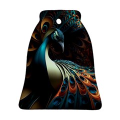 Peacock Bird Feathers Plumage Colorful Texture Abstract Bell Ornament (two Sides)