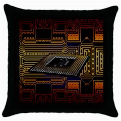 Processor Cpu Board Circuit Throw Pillow Case (black)