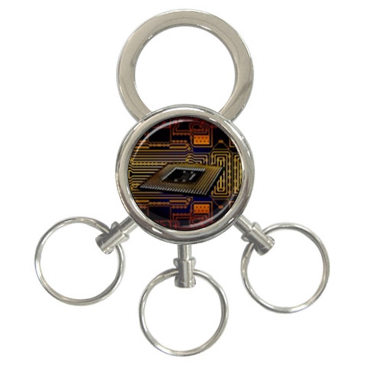 Processor Cpu Board Circuit 3-Ring Key Chain