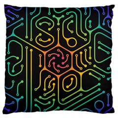 Circuit Hexagonal Geometric Pattern Background Pattern Standard Premium Plush Fleece Cushion Case (two Sides)