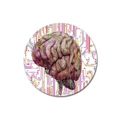 Brain Think Neurons Circuit Magnet 3  (round)