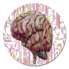 Brain Think Neurons Circuit Magnet 5  (round)