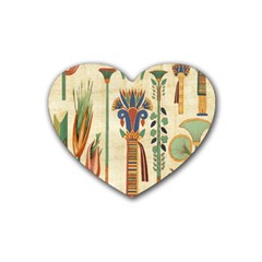 Egyptian Paper Papyrus Hieroglyphs Rubber Heart Coaster (4 Pack)