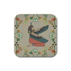 Egyptian Woman Wing Rubber Square Coaster (4 Pack)