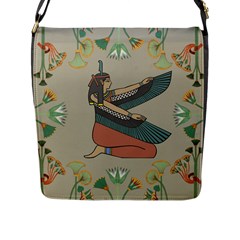 Egyptian Woman Wing Flap Closure Messenger Bag (l) by Wav3s