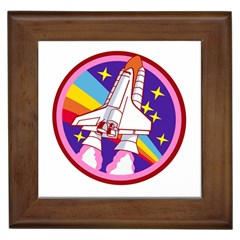 Badge-patch-pink-rainbow-rocket Framed Tile