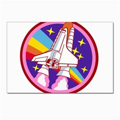 Badge-patch-pink-rainbow-rocket Postcards 5  X 7  (pkg Of 10) by Wav3s