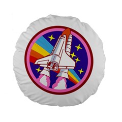 Badge-patch-pink-rainbow-rocket Standard 15  Premium Flano Round Cushions