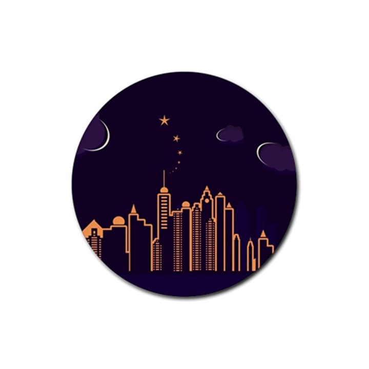 Skyscraper-town-urban-towers Rubber Round Coaster (4 pack)