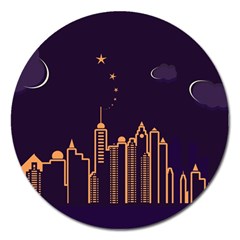 Skyscraper-town-urban-towers Magnet 5  (round)