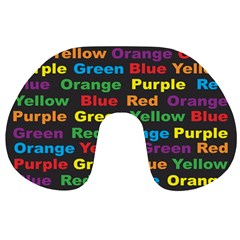Red-yellow-blue-green-purple Travel Neck Pillow by Wav3s
