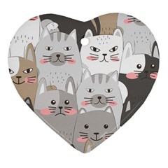 Cute Cats Seamless Pattern Ornament (heart)