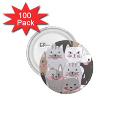 Cute Cats Seamless Pattern 1 75  Buttons (100 Pack) 