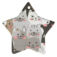 Cute Cats Seamless Pattern Star Ornament (two Sides)