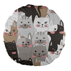 Cute Cats Seamless Pattern Large 18  Premium Flano Round Cushions