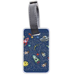Cat-cosmos-cosmonaut-rocket Luggage Tag (one Side) by Wav3s