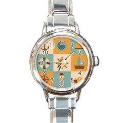 Nautical-elements-collection Round Italian Charm Watch by Wav3s