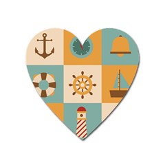Nautical-elements-collection Heart Magnet