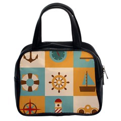 Nautical-elements-collection Classic Handbag (two Sides) by Wav3s