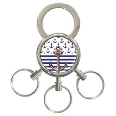 Anchor-background-design 3-ring Key Chain