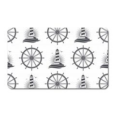 Marine-nautical-seamless-pattern-with-vintage-lighthouse-wheel Magnet (rectangular)