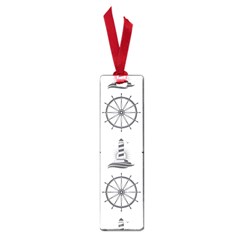 Marine-nautical-seamless-pattern-with-vintage-lighthouse-wheel Small Book Marks by Wav3s