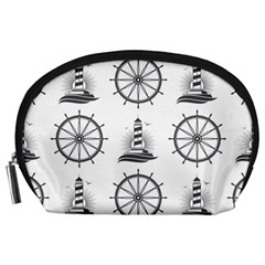 Marine-nautical-seamless-pattern-with-vintage-lighthouse-wheel Accessory Pouch (large)