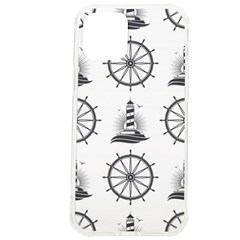 Marine-nautical-seamless-pattern-with-vintage-lighthouse-wheel Iphone 12 Pro Max Tpu Uv Print Case by Wav3s