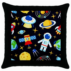 Space Seamless Pattern Throw Pillow Case (black)