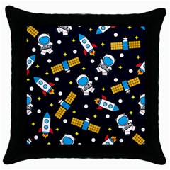 Seamless-adventure-space-vector-pattern-background Throw Pillow Case (black)