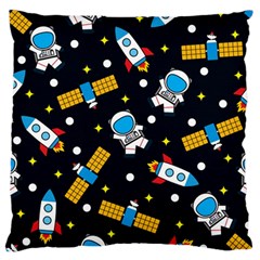 Seamless-adventure-space-vector-pattern-background Large Premium Plush Fleece Cushion Case (two Sides)